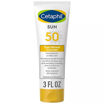 Cetaphil Sheer Mineral Sunscreen Lotion For Face & Body | 3 Fl Oz | 100% Mineral • $15.84