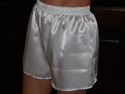 White Poly Satin Boxer Shorts Large • £7.95