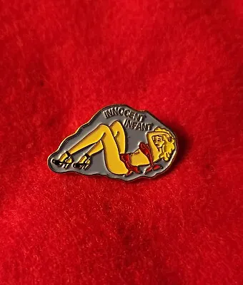 Pinup Girl INNOCENT INFANT Lapel Hat Pin Badge Enamel Metal Risque Nose Art Red • $9.99