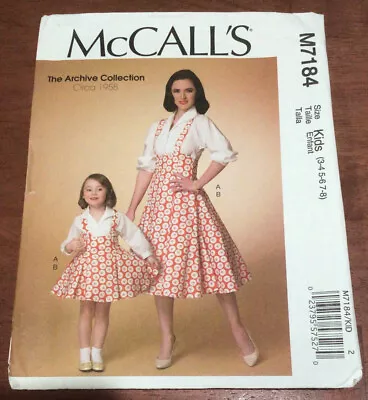 McCall's M7184 Pattern Children Girls Top & Jumper Kids Size 3-8 Uncut • $9.99