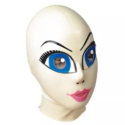 Latex Hood Drama Maid Rubber Mask Big Eyes Headgear Fetish Club Party Cosplay • £57.60