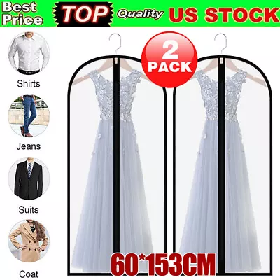 60Inch Suit Cover Dust-proof Hanging Garment Storage Bag For Dress Clothes Black • $10.79