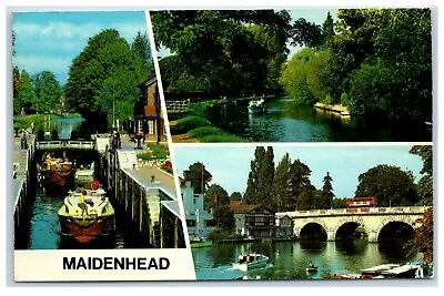 Postcard Maidenhead Berkshire England 3 Views Boulter's Lock River Thames Bridge • £2.25