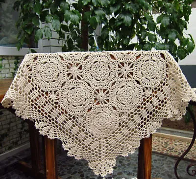 20  Vintage Hand Crochet Lace Doily Square Table Cover Topper Flower Tablecloth • $10.49