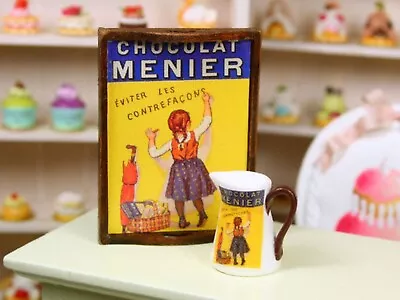 Dollhouse Vintage French Tray & Jug Set 'Chocolat Menier'  Paris Miniatures • $117.93