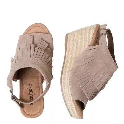 Minnetonka Ashley Sandal Fringe Suede Sandal3  Wedge Heel Size 8 • $28