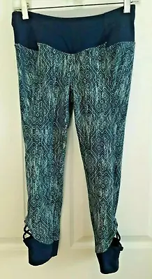 Prana Leggings Women's Athletic Cut Out Blue Small Geometric Chevron Print • $28