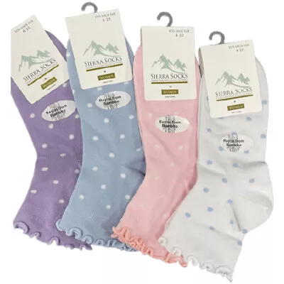 $12.59 • Buy Sierra Socks Women's Bamboo Low Cut Quarter 2 & 4 Pair Lettuce Edge Ruffle Socks