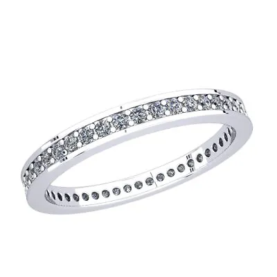 $2611.03 • Buy 0.75Ct Round Cut Diamond Eternity Wedding Band Ring Platinum G SI1 Prong Women's