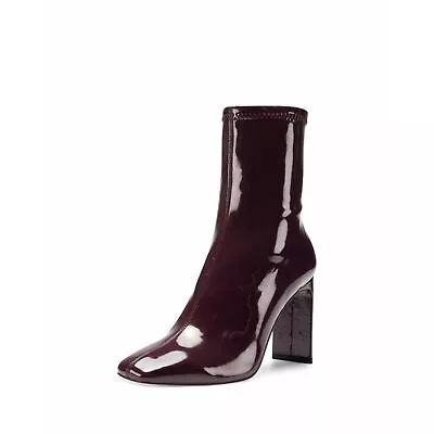 Vince Camuto Deverna Burgundy Patent Stretch Short Square Toe Fashion Booties • $29.95