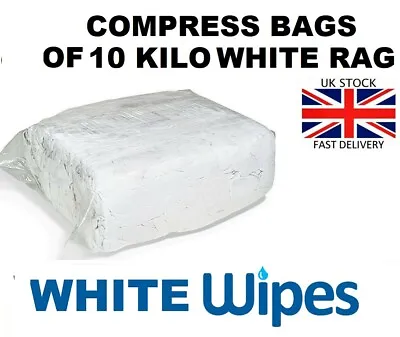 £18.50 • Buy Cleaning Rags / Wipers / Cloths - WHITE - Select Your Kilos & Bag Size