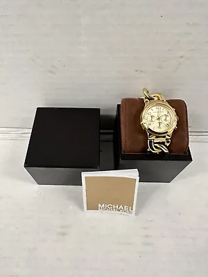 Ladies Michael Kors Gold Tone Faux Turtois Acrylic Chain Link Watch MK-3131 • $110