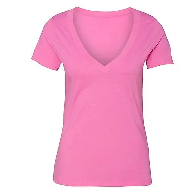 $11.99 • Buy Women V-neck Premium Basic T-shirt Extra Soft Lightweight Sizes S -2XL Pink