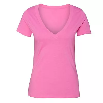 $11.99 • Buy Women V-neck Premium Basic T-shirt Extra Soft Lightweight Sizes S -2XL Pink