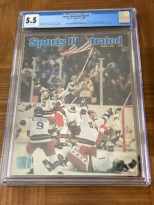 Sports Illustrated CGC 5.5 OW/W Newsstand (Miracle On Ice-Olympic Hockey)+magnet • $180.80