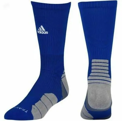 Adidas Men's Traxion Menace Crew Soccer Basketball Football BLUE Socks XL 12-16 • $12.95