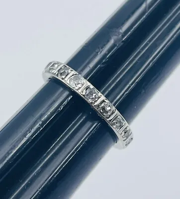 Antique 14k White Gold Old Cut Diamond Eternity Ring Size 5.5 • $850