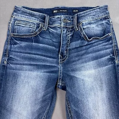 BKE Jeans Men 32x34 Blue Jake Buckle Washed Out Straight Denim Pant Commute Work • $39.95