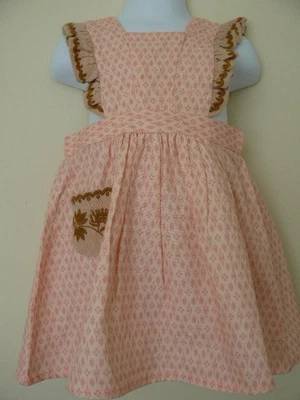 £39.99 • Buy Apolina Girls Pinafore Dress 100% Cotton Embroidered/Frill Pink/Tan  2-3Y BNWT.