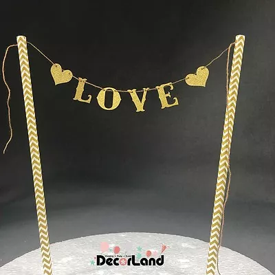  LOVE  Glitter Gold Cake Topper Wedding Engagement Anniversary Party Decoration  • $4.95