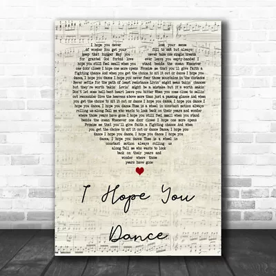 Lee Ann Womack I Hope You Dance Script Heart Song Lyric Quote Print Poster • $41.99