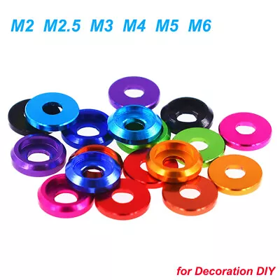 M2-M6 Washers Colourful Aluminum Alloy Gasket For Pan Head Screw Decoration DIY • $1