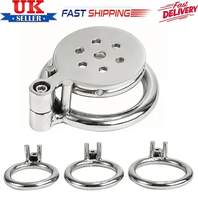 Stainless Steel Chastity Cage Device Urethral Lock Ring Trumpet Male With Tube • £15.98