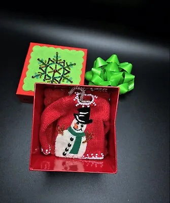 Michael Simon Snowman Mini Sweater Christmas Ornament In Box • $49.45