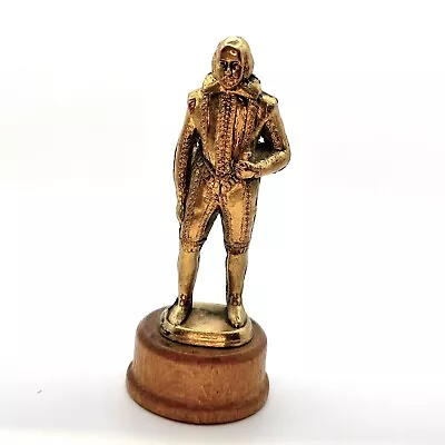 Cast Metal Shakespeare Figurine Miniature Statue Wood Base Great Britain Crown • $12.95