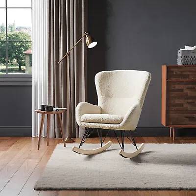 Lambswool Upholstered Teddy Fabric Armchair Rocking Chair Lounge Fireside Realx • £135.95