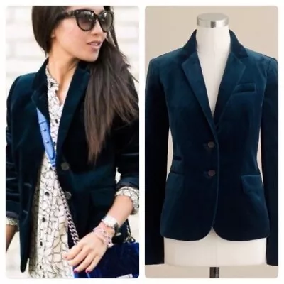 J. Crew Schoolboy Dark Teal Velvet Blazer 2 • $75