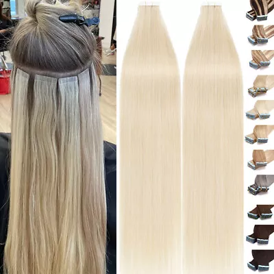 Adhesive Tape In Human Hair Extensions 100% Real Remy Hair Skin Weft 10/20pcs • $31.98