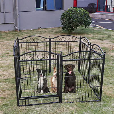 $139.96 • Buy Tall Foldable Dog Pen Metal Exercise Barrier Fence Pet Play Kennel Lockable Door
