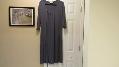 Motto Pleated Scoop Neck 3/4 Sleeves Maxi Straight Sheath Shift Dress Dk Gray 1X • $24.95