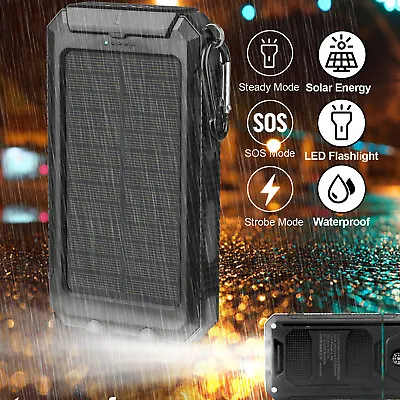 20000MAH Portable Solar Power Bank LCD LED 2 USB Battery Charger For Cell Phone • $12.90