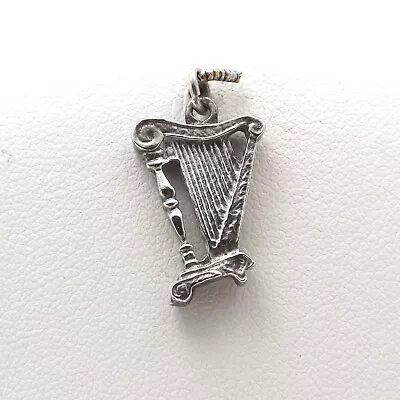 Sterling Silver 3d Irish Lyre Harp Instrument Charm Pendant  • $37.05