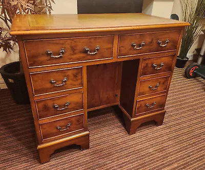 George III Style Yew Wood Kneehole Pedestal Desk • £150