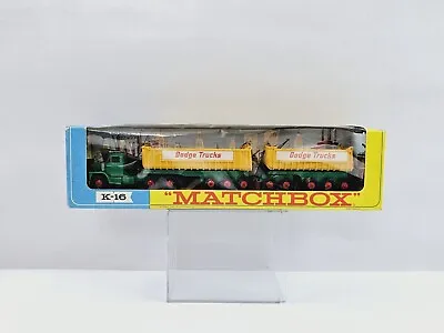 Matchbox Lesney King Size K-16 Dodge Tractor W/ Twin Tipper Train New In Box Vtg • $332.45