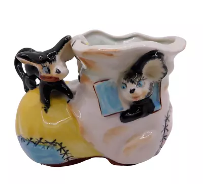 Vintage Black Mice Living In Old Shoe Boot Ceramic Planter Kitchy Japan *AS IS* • $3.99