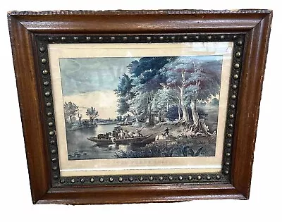 Original Antique N Currier Hand Colored Lithograph “The Ferry Boat” Medium Folio • $795