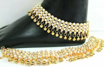 Indian Bollywood Anklet Payal Fashion Silver Tone Pearl Belly Dance Foot Jewelry • $17.17