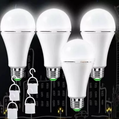 4X Rechargeable Emergency LED Lighting Bulbs Battery Operated 12W E27 (Daylight) • $18