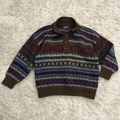 VTG Lost Horizons 100% Himalayan Wool Sweater Men's Medium Brown Pullover Collar • $82