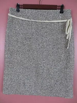 SK14143- J. CREW Womens 60% Wool Textured Pencil Skirt Velvet Tie Grainy Sz 10 • $16.91