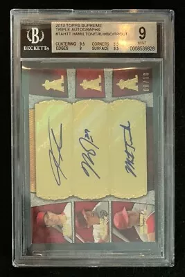 🔥2013 Topps Supreme RED Triple AUTO /10 Hamilton/Trumbo/Trout BGS 9 10 • $999.99