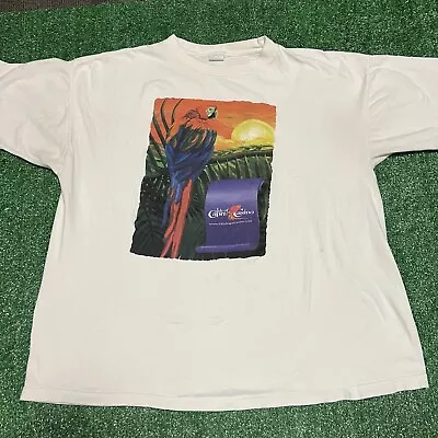 Vintage 90s Isle Of Capri Casino Parrot T-Shirt White Size XL • $25
