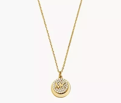 Michael Kors 14k Gold-Plated Sterling Silver Pavé Engravable Pendant Necklace  • £98.95