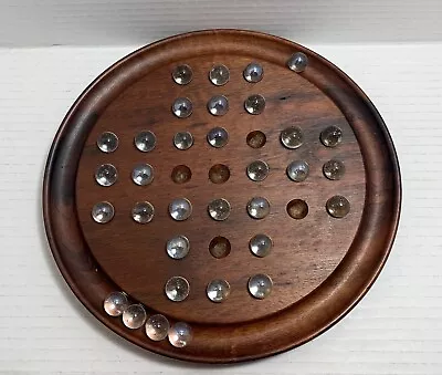 Handmade Solid Wood - Solitaire Marble Game With Marbles￼ 9.25” Across • $38.50
