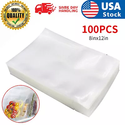 100 Quart Vacuum Sealer Bags 8x12 Embossed Food Saver Storage Package 4 Mil • $15.95