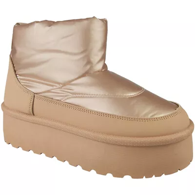 £17.99 • Buy Winter Boots Shoes Platform Slip On Ladies Faux Fur Warm Lined Snow Womens Sizes